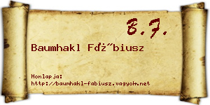 Baumhakl Fábiusz névjegykártya
